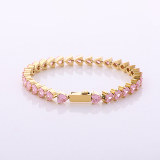 Stainless Steel Tennis Chain With Heart CZ