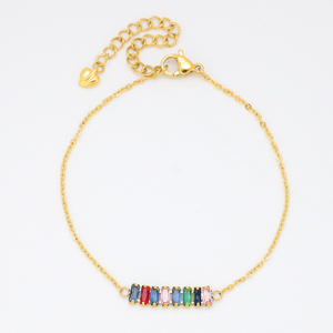 Stainless Steel Adjustable Bracelet with Colorful Rhinestone