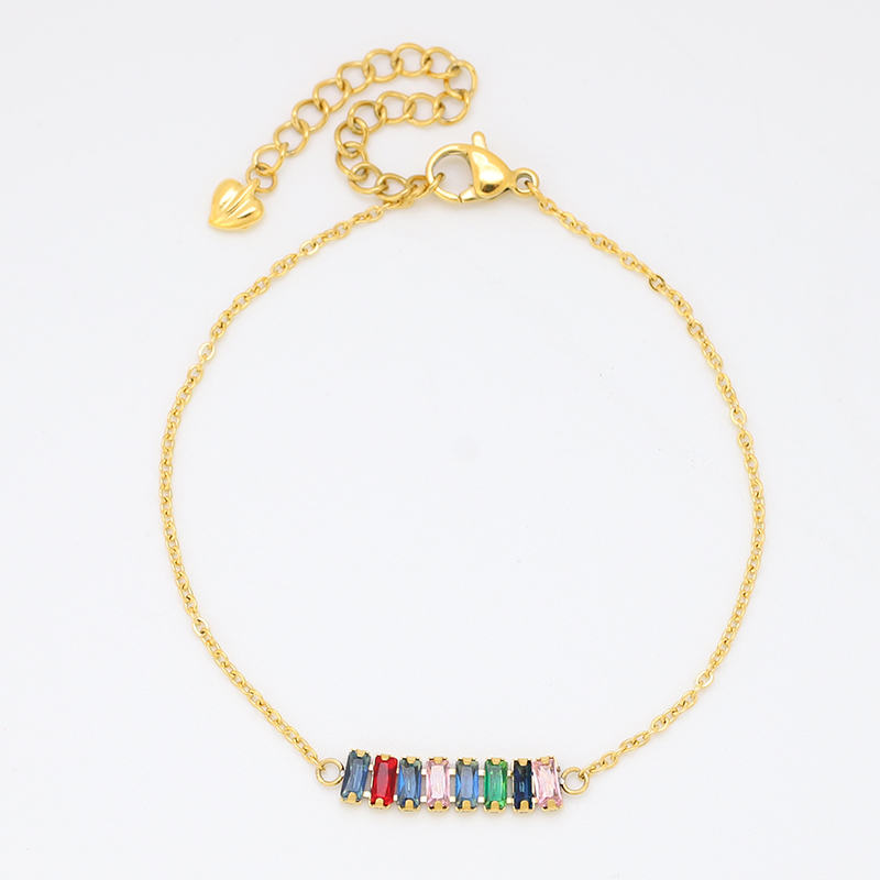 Stainless Steel Adjustable Bracelet with Colorful Rhinestone