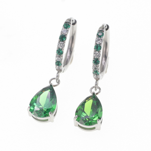 Stainless Steel Silver Water Drop Earring With Mix Color Zircon