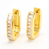Stainless Steel Geometric Hoop Earrings with 5A Zircon
