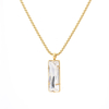 Stainless Steel Rectangle Pendant Necklace with Swarovski Crystal