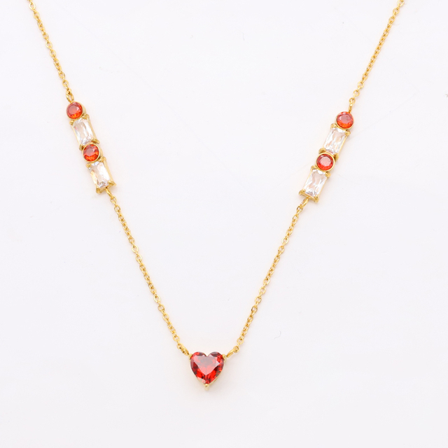 Stainless Steel Charm Pendant Necklace with 5A Zircon