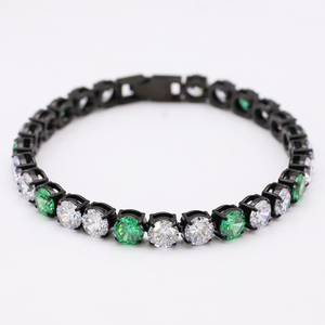 Stainless Steel PVD Black Tennis Chain With Colorful CZ