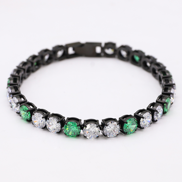 Stainless Steel PVD Black Tennis Chain With Colorful CZ