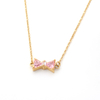 Stainless Steel Gold Bow Pendent Necklace with 5A Zircon