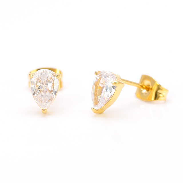 Stainless Steel Pear Stud Earring