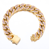 Stainless Steel Gold flat Cuban Chain With All Zircon