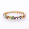 Stainless Steel Tennis Chain With Heart Multi Colourl CZ
