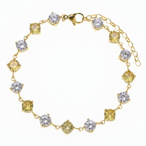 Stainless Steel Adjustable Bracelet With Round 5A Zircon
