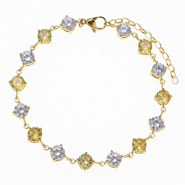 Stainless Steel Adjustable Bracelet With Round 5A Zircon