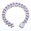 Stainless Steel Silver Prong Cuban Chain With Two Color Zircon