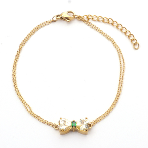 Stainless Steel Bow bracelet with 5A Zircon