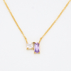 Stainless Steel Square Pendent Necklace with 5A Zircon