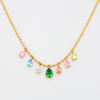 Stainless Steel Pendent Necklace With Colorful Zircon