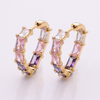 Stainless Steel Heart Hoop Earring with Square Zircon