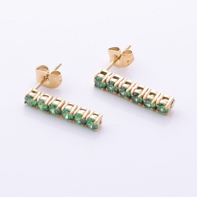 Stainless Steel Tennis Chain Drop Earring with Zircon 