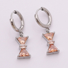 Stainless Steel Bow Drop Earring with Heart Zircon 