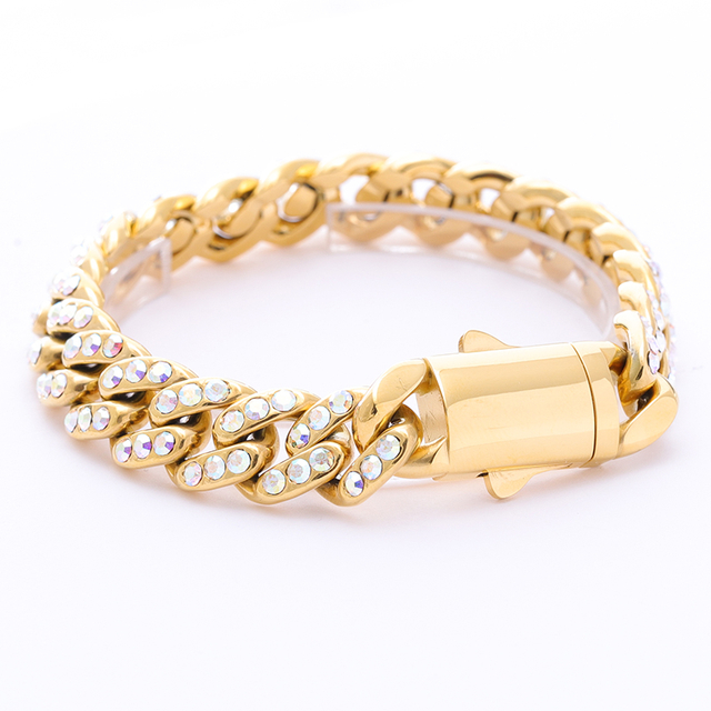 Stainless Steel Miami Gold Cuban Chain by Machine Weaving