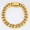 Stainless Steel Cuban Chain with Blue Zircon