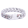 Stainless Steel Silver Flat Cuban Chain With Two Color Zircon
