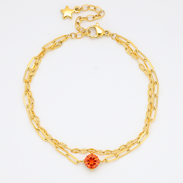 Stainless Steel Double Layer Bracelet with 5A Zircon