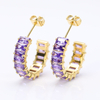 Stainless Steel C-shaped Stud Earring with 5A Zircon