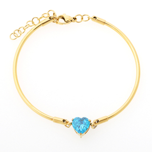 Stainless Steel Adjustable Bangle With 5A Zircon