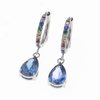 Stainless Steel Silver Water Drop Earring With Mix Color Zircon