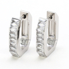 Stainless Steel Geometric Hoop Earrings with 5A Zircon