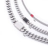 Stainless Steel Silver Color Cuban Chain With Colorful Enamel Clasp