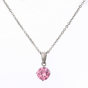 Stainless Steel Round Pendant Necklace with 5A Zircon