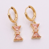 Stainless Steel Bow Drop Earring with Heart Zircon 