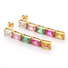 Stainless Steel Mixed Color Drop Earring with Mixed Shape Zircon