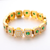 Stainless Steel Miami Baggutte Square Cuban Chain with Green Zircon