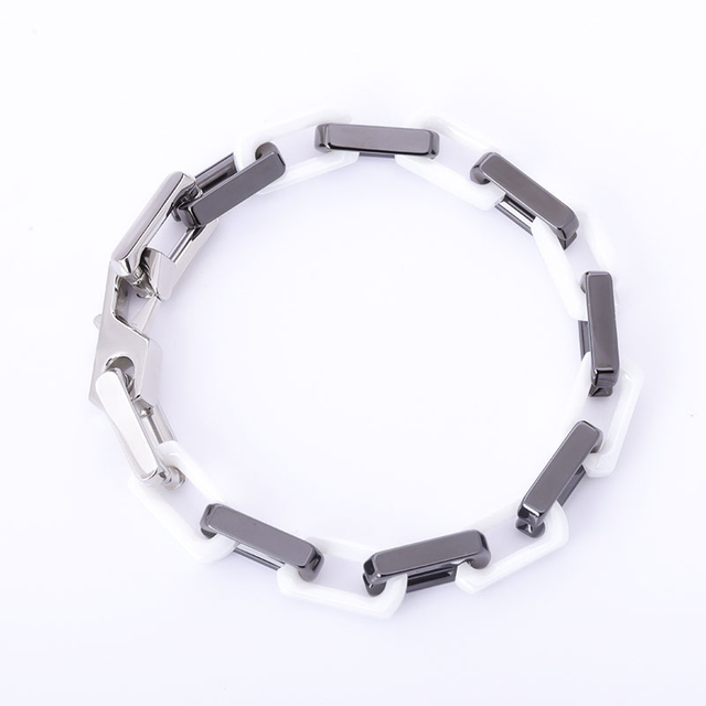 Stainless Steel Paper Clip Link Chain with Two Color Ceramic