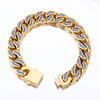 Stainless Steel Gold flat Cuban Chain With All Zircon