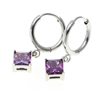 Stainless Steel Square Silver Drop Earring