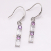Stainless Steel Drop Earring with Square Zircon 