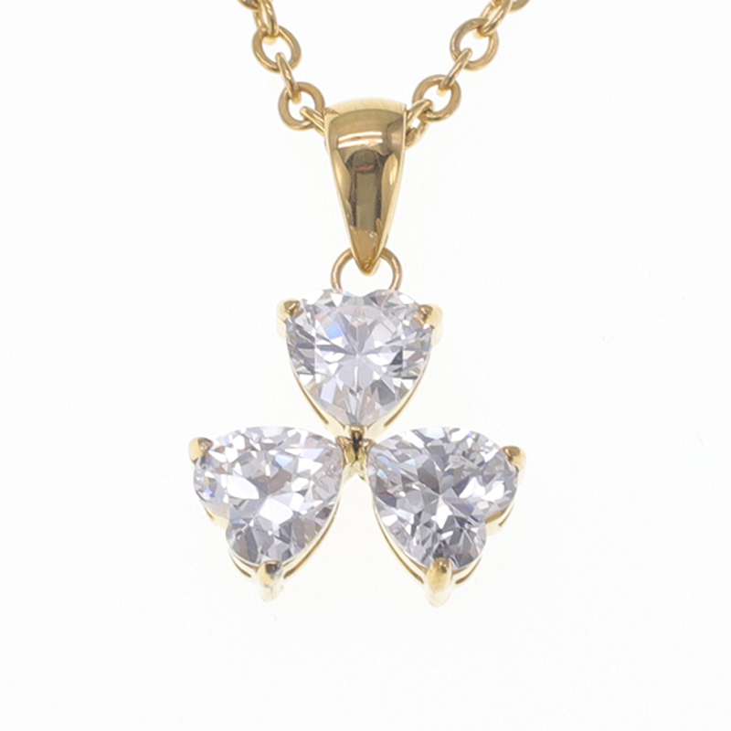 Stainless Steel Heart Pendant with 5A Zircon