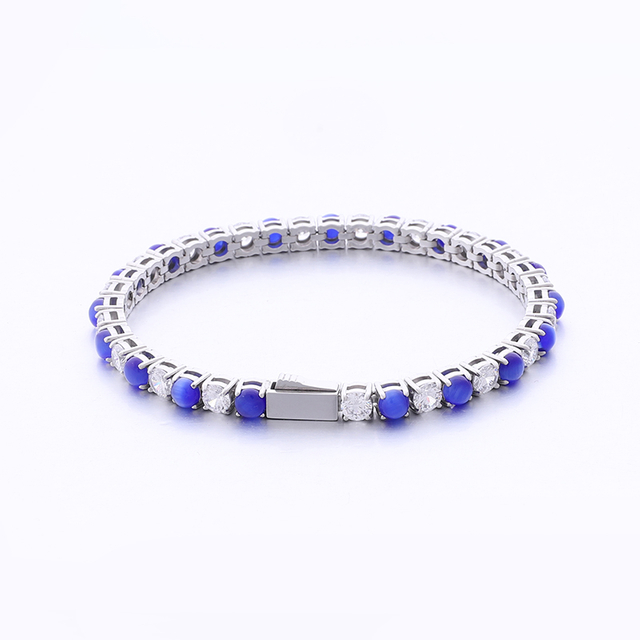 Stainless Steel Tennis Chain With agate and white zircon