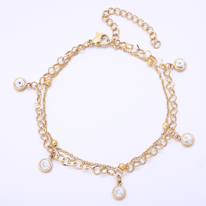 Stainless Steel Round Rhinestones Multistrand Bracelet with Swarovski