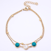 Stainless Steel Gold Round Shapped Multistrand Bracelet with Swarovski Rhinestones