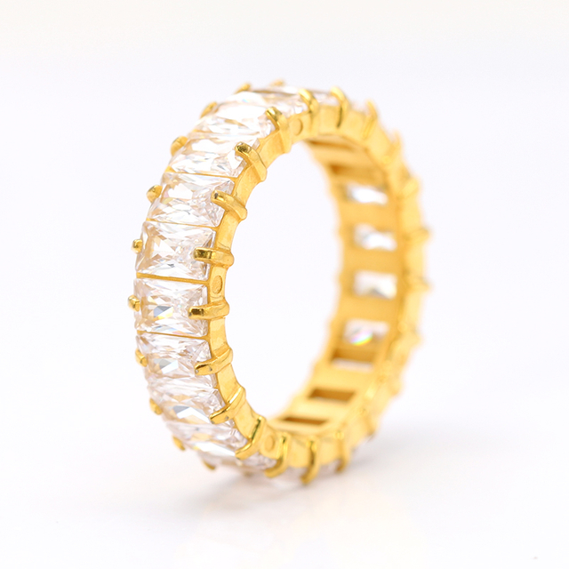 Stainless Steel Eternity Ring with Square Zircon