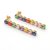 Stainless Steel Mixed Color Drop Earring with Mixed Shape Zircon