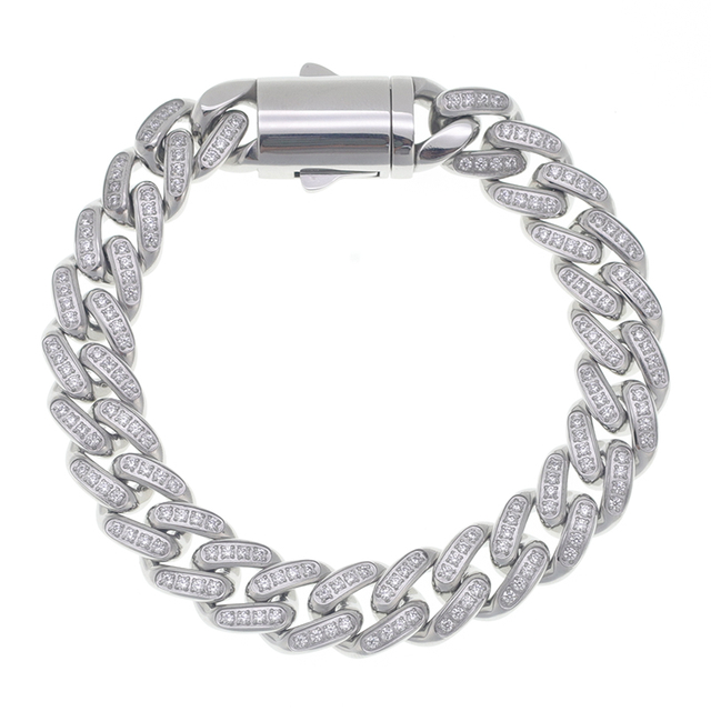Stainless Steel Iced Out Cuban Chain With 5A Zircon 