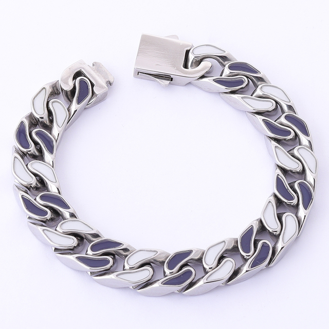 Stainless Steel Colorful Enamel Cuban Chain