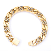 Stainless Steel Gold flat Cuban Chain With 5A Zircon