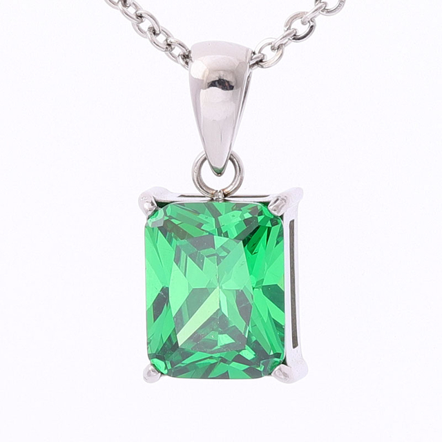 Stainless Steel Square Pendant with 5A Zircon