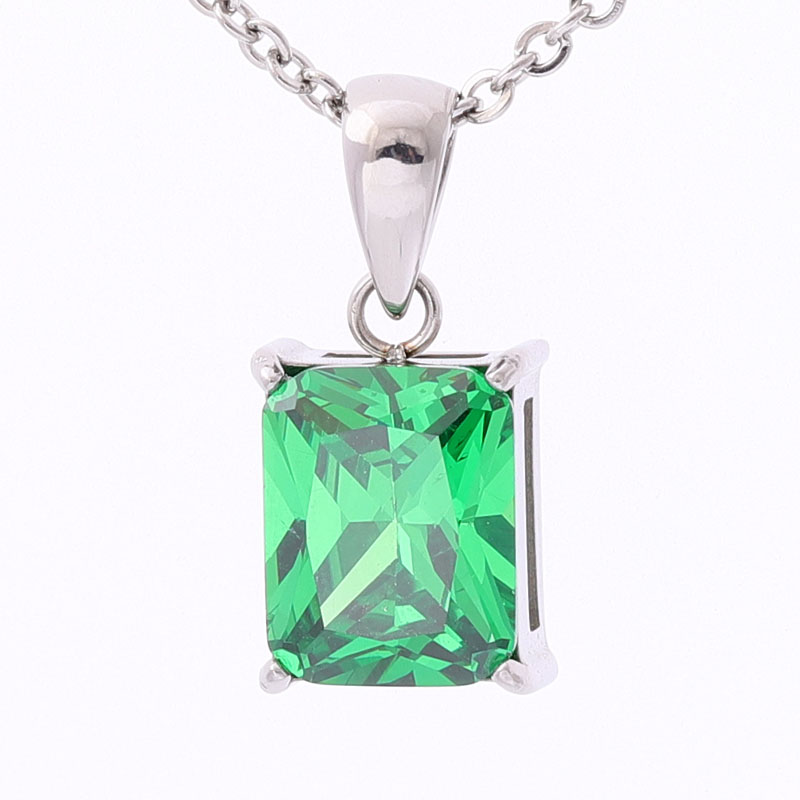 Stainless Steel Square Pendant with 5A Zircon